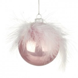 Pink Bauble with Feathers 